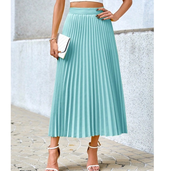 Classic Mint colorful stretchy waist pleated Skirt - Picture 7 of 9